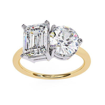 Two Stone Radiant And Round Cut Lab Diamond Ring