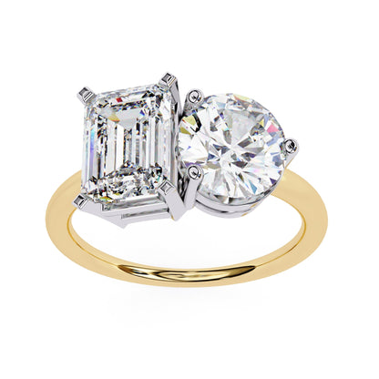 Two Stone Radiant And Round Cut Lab Diamond Ring