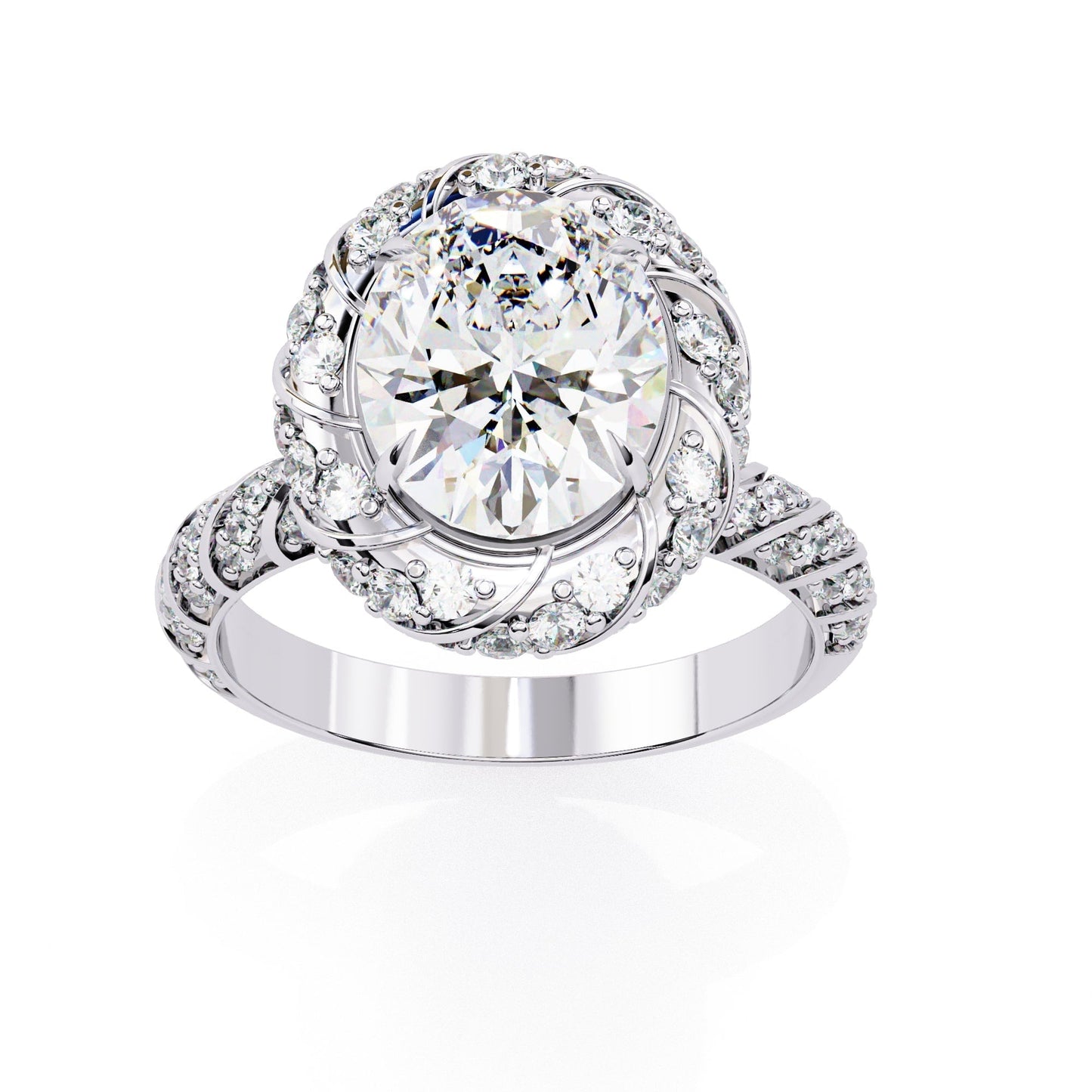 Elegant diamond ring with a white background