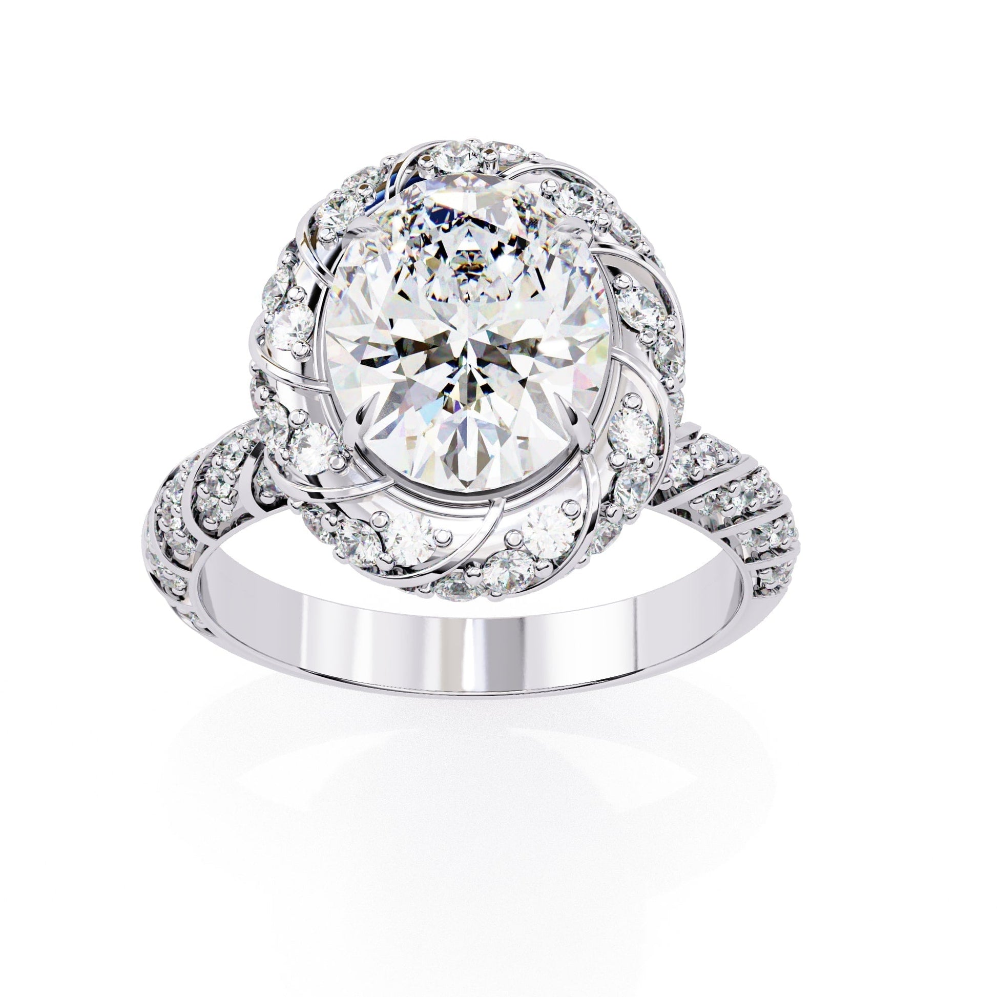 Elegant diamond ring with a white background