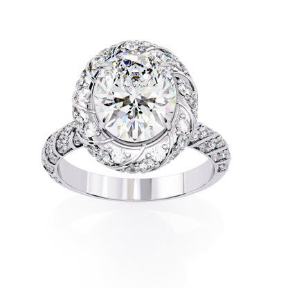Elegant diamond ring with a white background